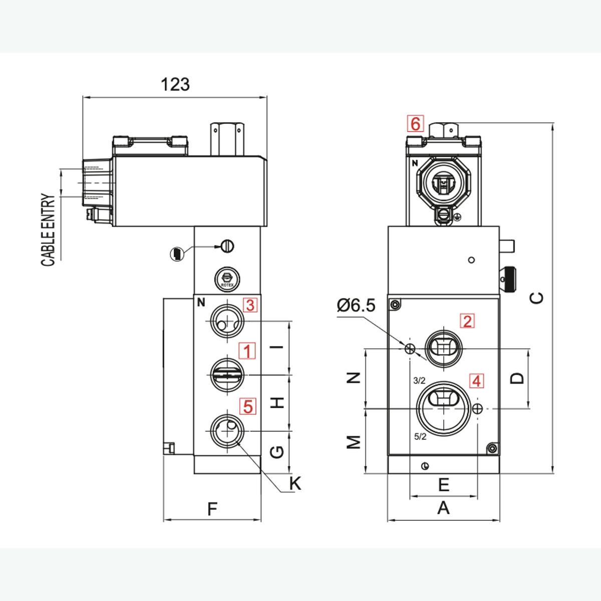 Rotex P3017V01 3/2 直动式通用电磁阀